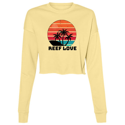 sunset palm reef love cropped hoodie