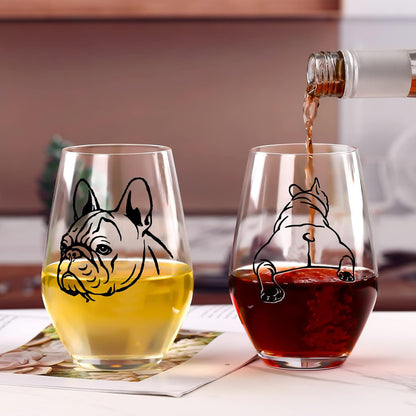 French Bulldog Wine Glasses Set 2 - Funny&Cool Bulldog Puppy Dog Gifts for Bulldog Lovers, Owners, Couples, Him, Her, Father, Mother with Bulldog On birthday, Anniversary 18.5Oz