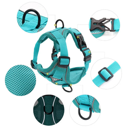 No Pull Dog Harness and Leash Set Adjustable Pet Harness Vest For Small Dogs, Reflective Mesh Dog Chest Strap French Bulldog