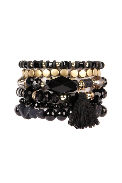 Boho Tassel Charm Bracelet Stacking, Multiple color options