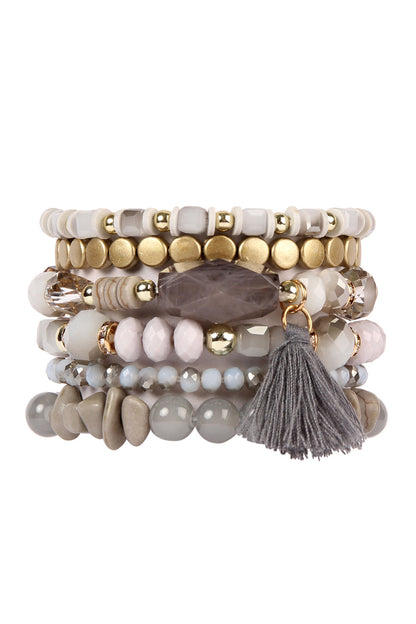Boho Tassel Charm Bracelet Stacking, Multiple color options