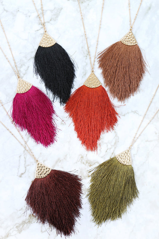 Tassel Pendant Necklace, Multiple Colors!