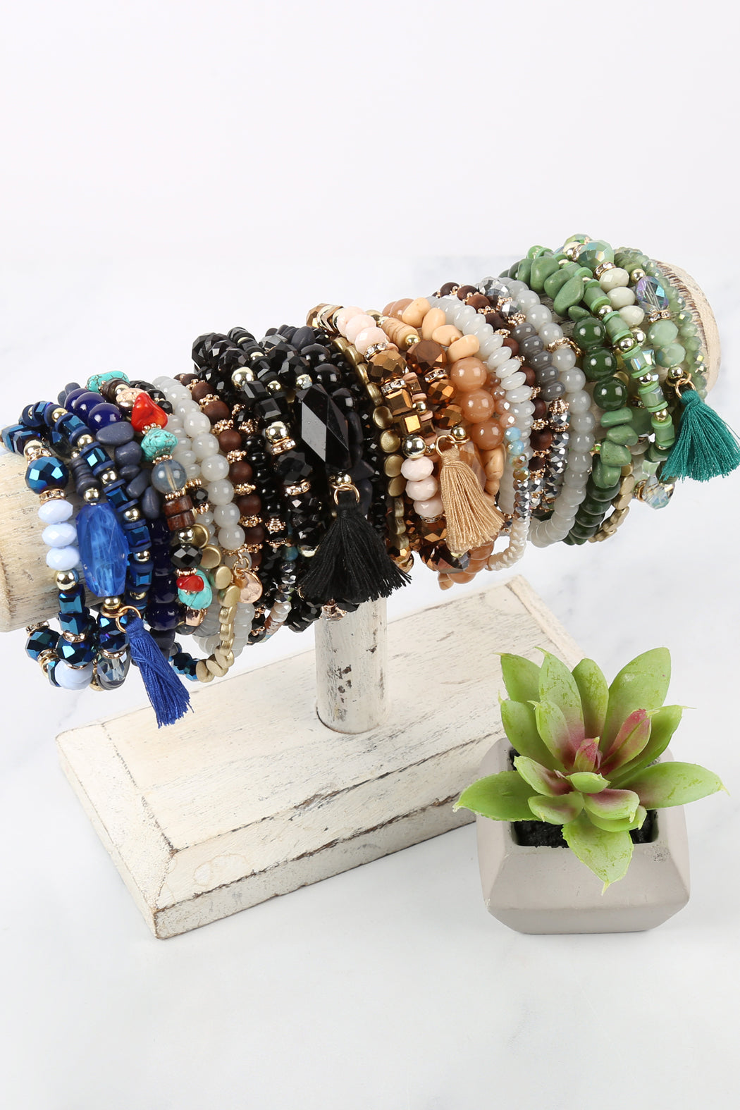 Boho Tassel Charm Bracelet Stacking, Multiple color options