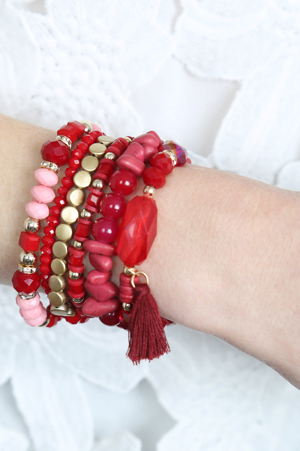 Boho Tassel Charm Bracelet Stacking, Multiple color options