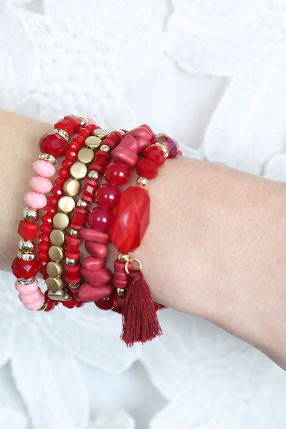 Boho Tassel Charm Bracelet Stacking, Multiple color options