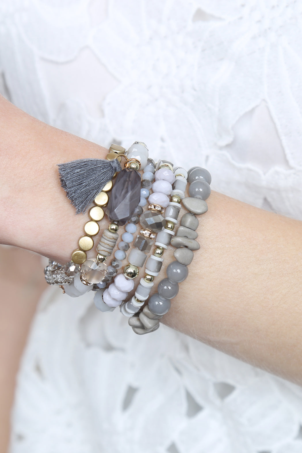 Boho Tassel Charm Bracelet Stacking, Multiple color options