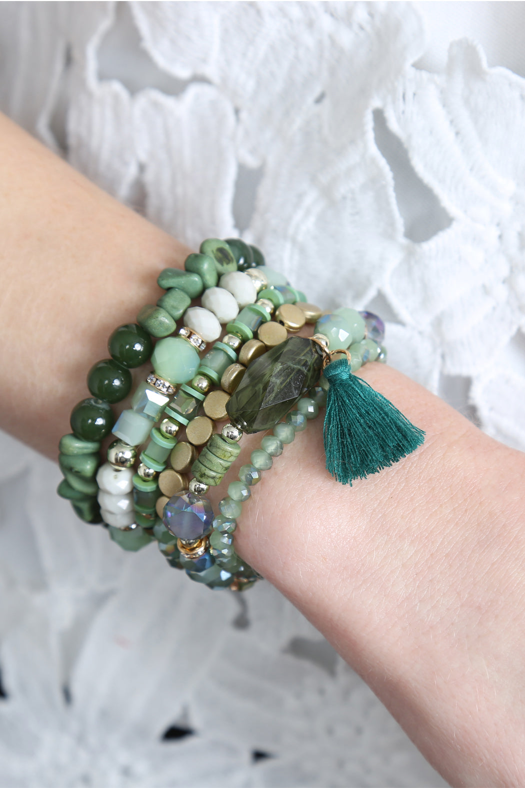 Boho Tassel Charm Bracelet Stacking, Multiple color options
