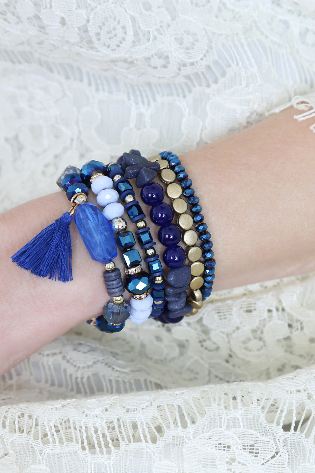 Boho Tassel Charm Bracelet Stacking, Multiple color options