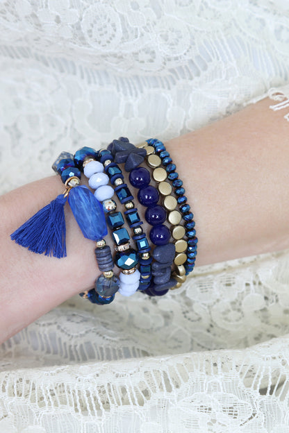 Boho Tassel Charm Bracelet Stacking, Multiple color options