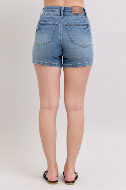 Judy Blue High Rise Tummy Control Denim Shorts Plus Size - sold by Reef Love