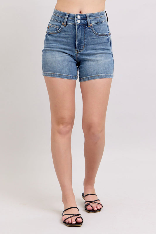 Judy Blue High Rise Tummy Control Denim Shorts Plus Size - sold by Reef Love