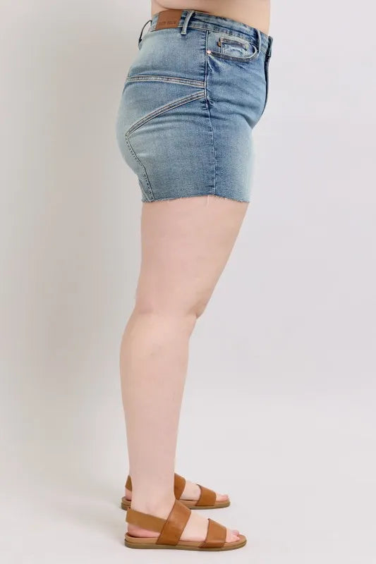 Judy Blue High Waist Star Seam Detail Denim Shorts