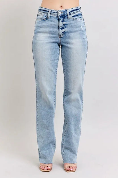 Judy Blue Mid Rise Light Wash Dad Jeans