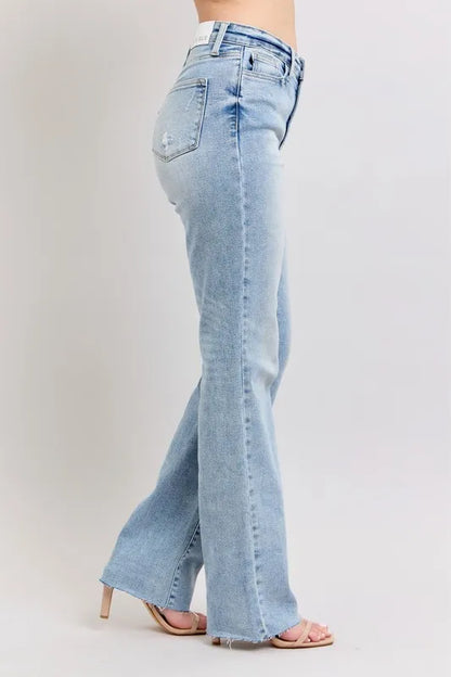Judy Blue Mid Rise Light Wash Dad Jeans