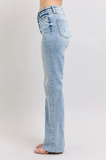 Judy Blue Mid Rise Light Wash Dad Jeans