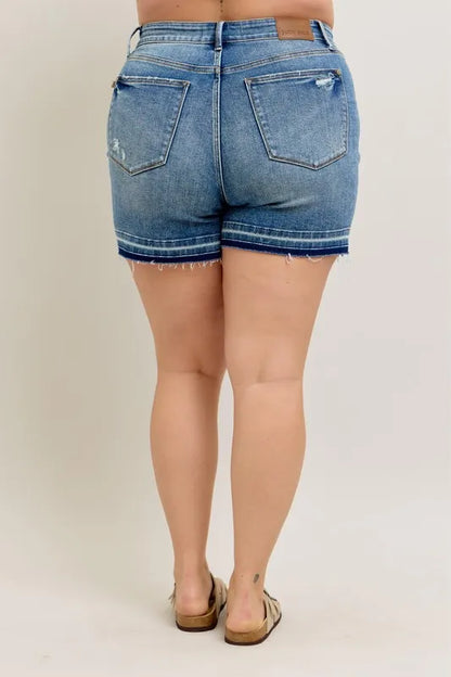 Judy Blue Mr Tummy Control Vintage Wash Release Hem Shorts