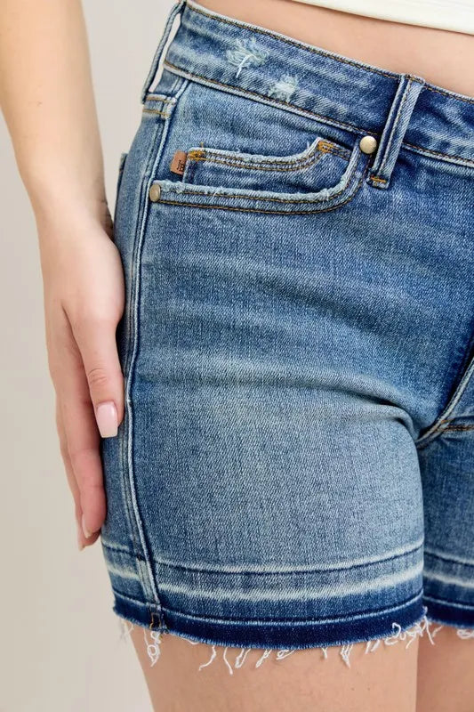 Judy Blue Mr Tummy Control Vintage Wash Release Hem Shorts
