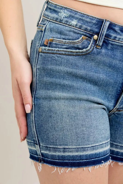 Judy Blue Mr Tummy Control Vintage Wash Release Hem Shorts