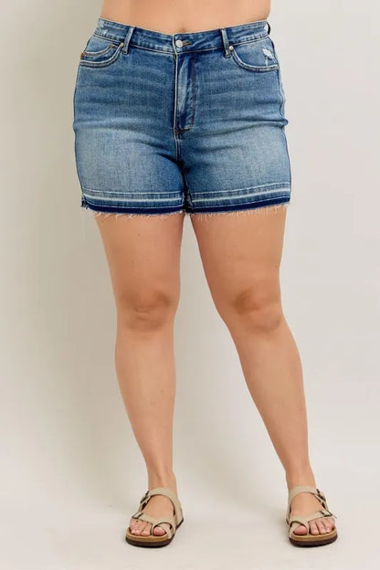 Judy Blue Mr Tummy Control Vintage Wash Release Hem Shorts