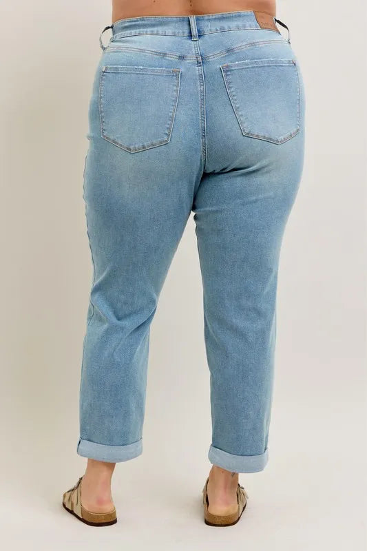 Judy Blue V-Front Cuff Boyfriend Jeans