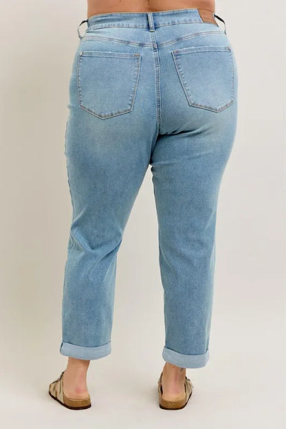 Judy Blue V-Front Cuff Boyfriend Jeans