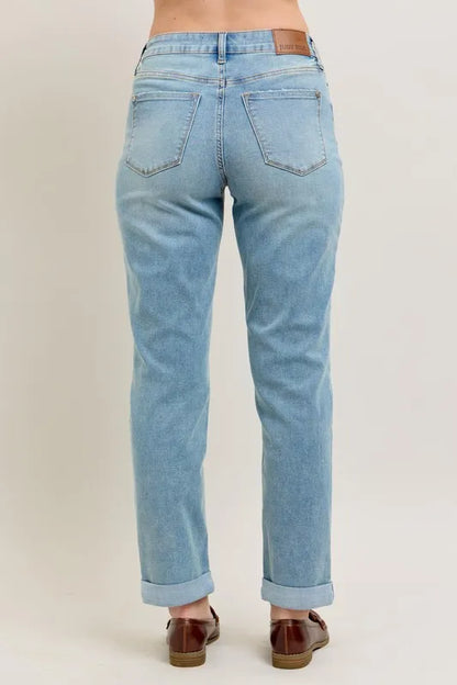 Judy Blue V-Front Cuff Boyfriend Jeans