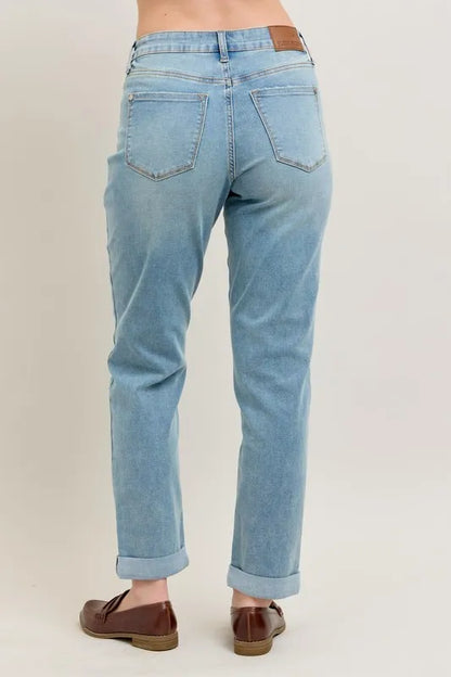 Judy Blue V-Front Cuff Boyfriend Jeans