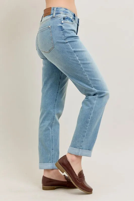Judy Blue V-Front Cuff Boyfriend Jeans