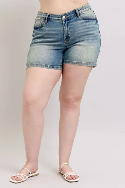 Judy Blue V-Front Vintage Wash Jean Shorts