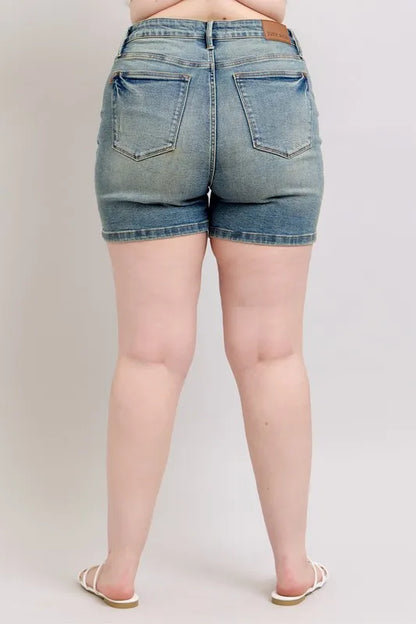 Judy Blue V-Front Vintage Wash Jean Shorts