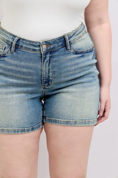 Judy Blue V-Front Vintage Wash Jean Shorts