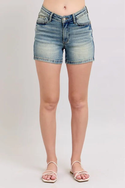 Judy Blue V-Front Vintage Wash Jean Shorts