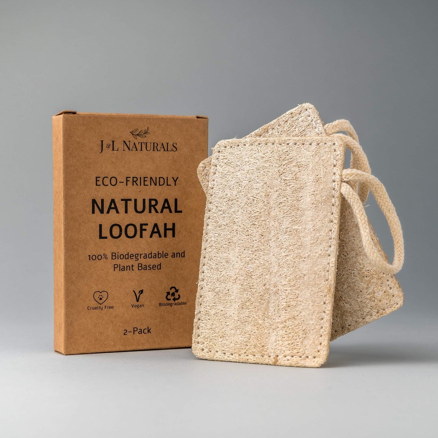 Natural Loofah Pad 2-Pack, Biodegradable, Plant-Based