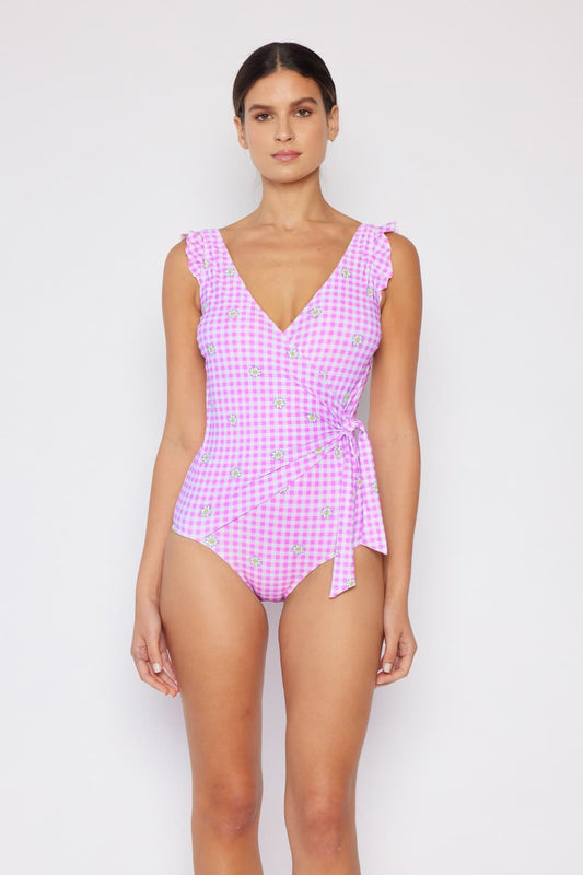 Marina West Swim Float On Ruffle Faux Wrap One-Piece Swimsuit-One Piece Swimsuit-Reef Love