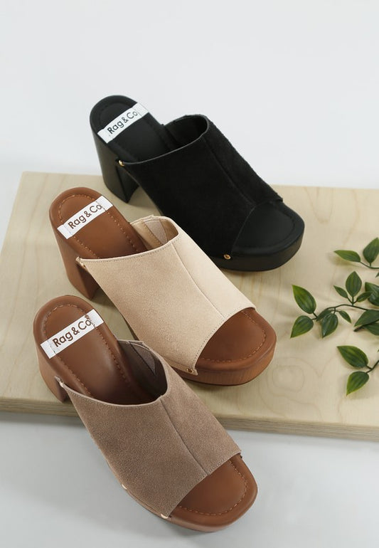 Masaki Soft Suede Leather Wooden Clogs