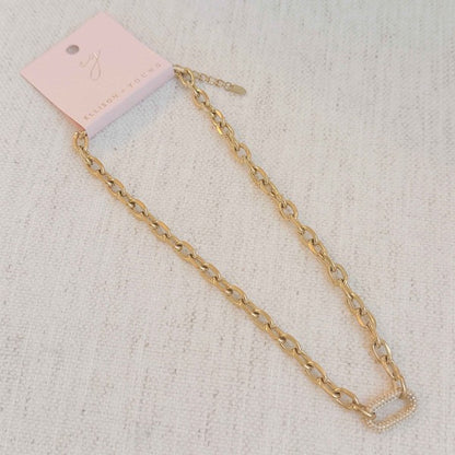 Gold Pave Lock Chain Necklace Tarnish Resistant - sold by Reef Love