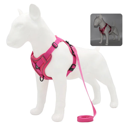 No Pull Dog Harness and Leash Set Adjustable Pet Harness Vest For Small Dogs, Reflective Mesh Dog Chest Strap French Bulldog