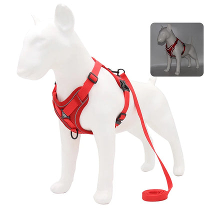 No Pull Dog Harness and Leash Set Adjustable Pet Harness Vest For Small Dogs, Reflective Mesh Dog Chest Strap French Bulldog