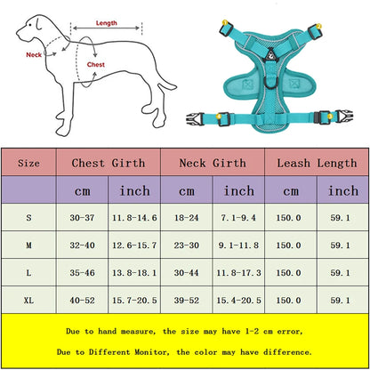 No Pull Dog Harness and Leash Set Adjustable Pet Harness Vest For Small Dogs, Reflective Mesh Dog Chest Strap French Bulldog