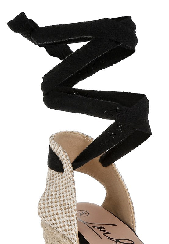 Sea Breeze Woven Lace-Up Espadrille Wedges