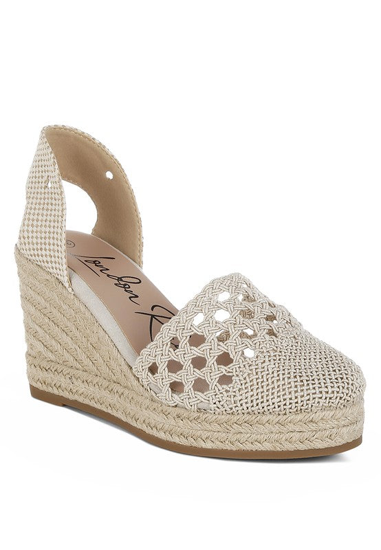 Sea Breeze Woven Lace-Up Espadrille Wedges