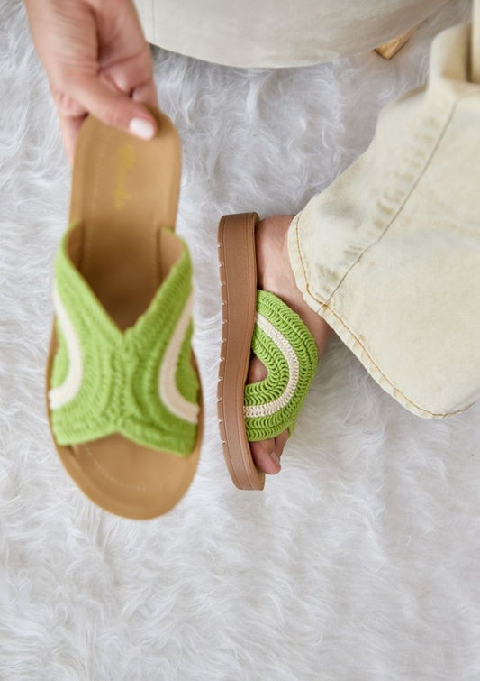 VERA Woven Two Tone Slide Sandals