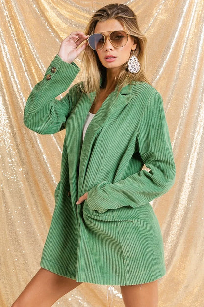 Vintage Washed Peak Lapel Double Breasted Oversized Blazer