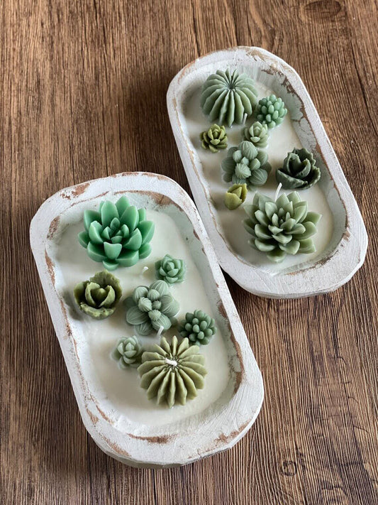 cactus candle in bowl