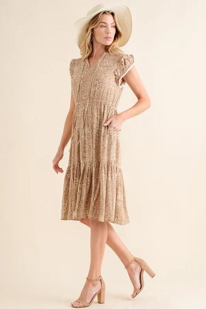 Boho Printed Tiered Maxi Dress-Dress-Reef Love