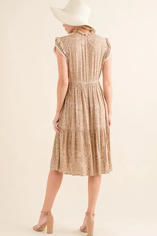 Boho Printed Tiered Maxi Dress-Dress-Reef Love