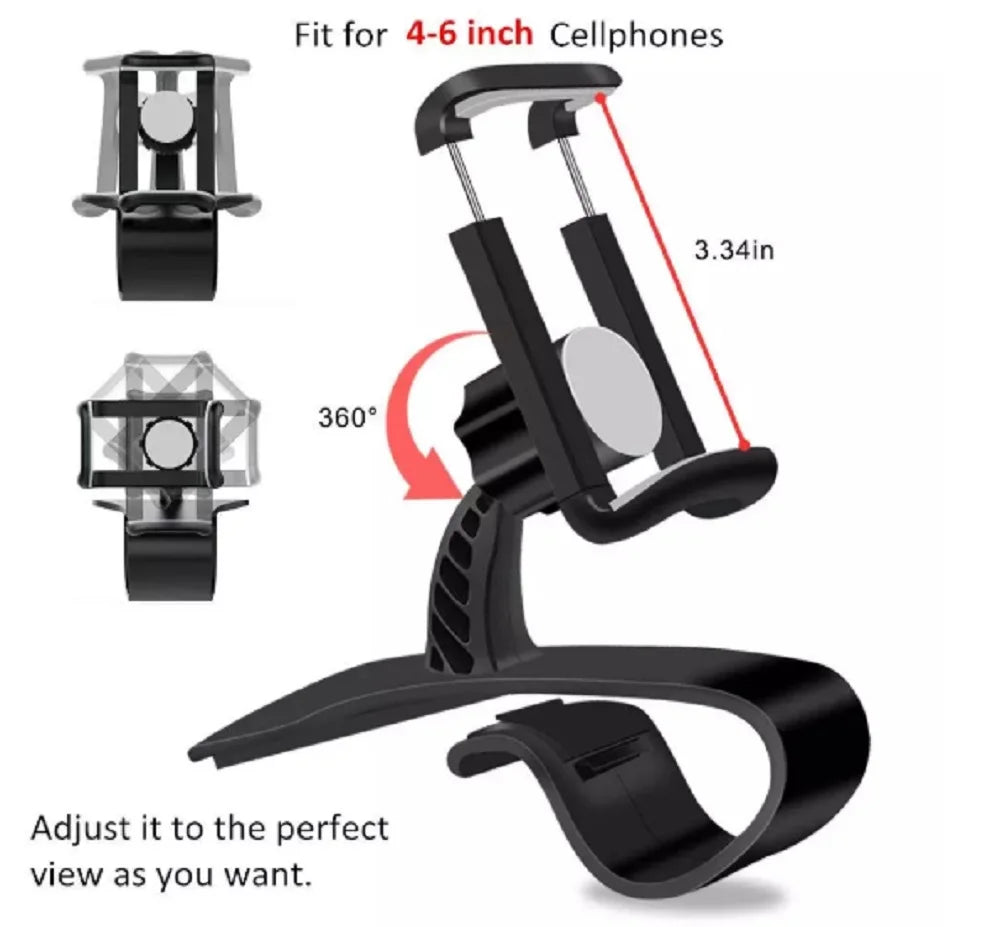 360° Universal Car Dashboard Phone Mount Clip - Versatile GPS and Cellphone Holder Clamp Stand for Safe Driving