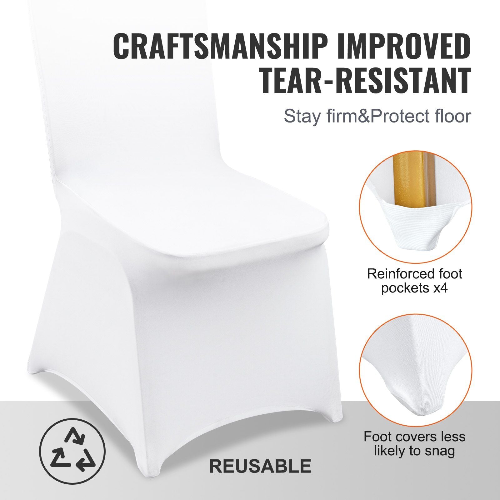 white spandex stretch wedding chair covers in bulk sold by Reef Love