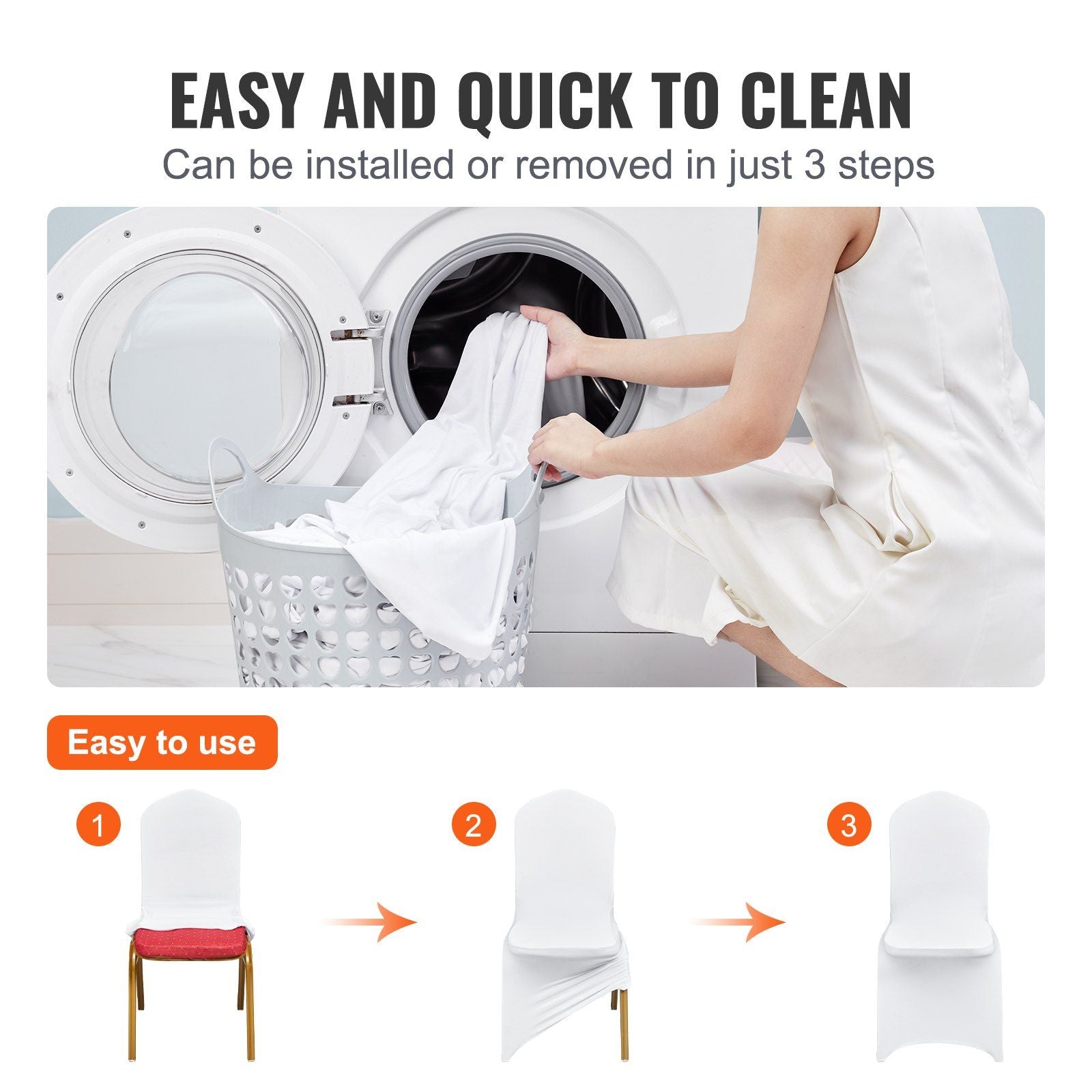 white spandex stretch wedding chair covers in bulk sold by Reef Love