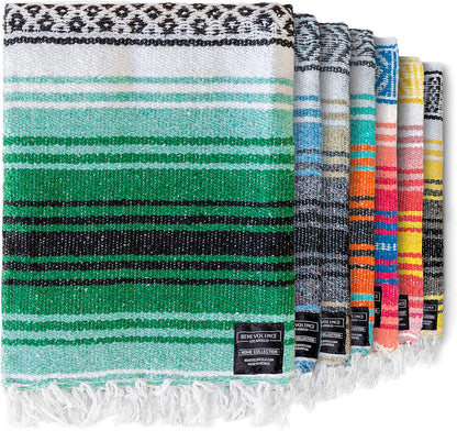 Authentic Handwoven Mexican Blanket | Yoga Blankets, Outdoor, Picnic, Beach, Camping | Equestrian Saddle | Serape 50X70 Inches - Azure, Pack of 1